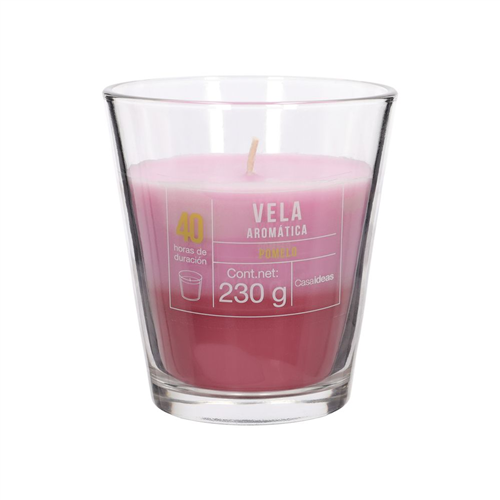 Vela con contenedor de vidrio aroma toronja 9x10 cm