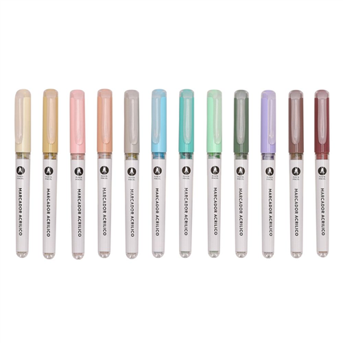 Set 12 marcadores acrílicos punta pincel