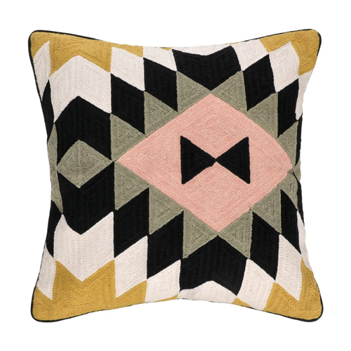 Cojín de algodón con bordado crewel 45x45 cm