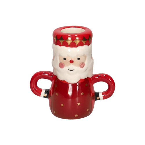 Portavela de Céramica con Diseño Navideño 7x4x9.7 cm