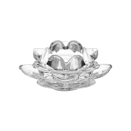 Portavela tealight vidrio flor 5x12 cm