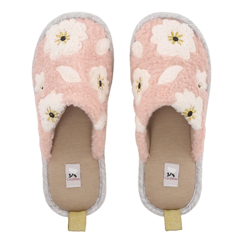 Pantufla bordada peluda talla 22-23 cm