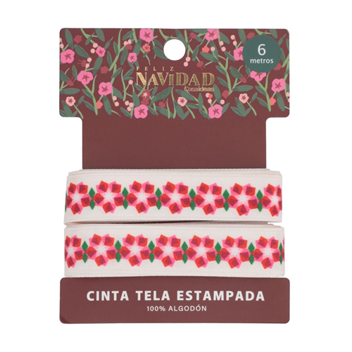 Cinta de tela estampada navideña