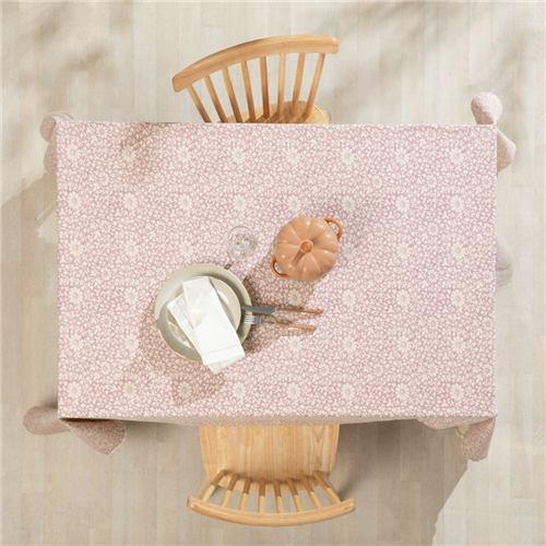 Mantel de algodón con diseño y bordes 150x150 cm