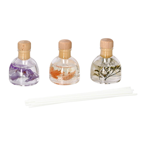 Set de 3 difusores aromaticos con flor