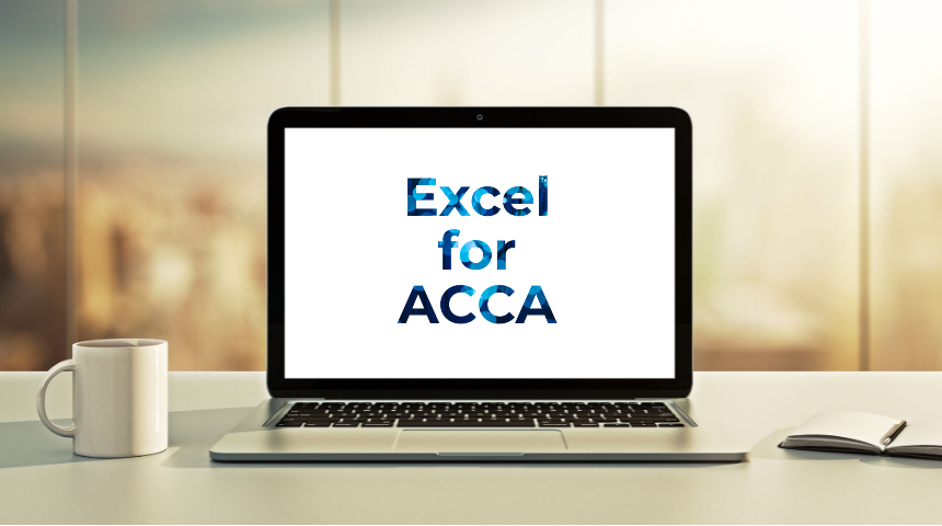 A laptop displaying the session name, 'Excel for ACCA'