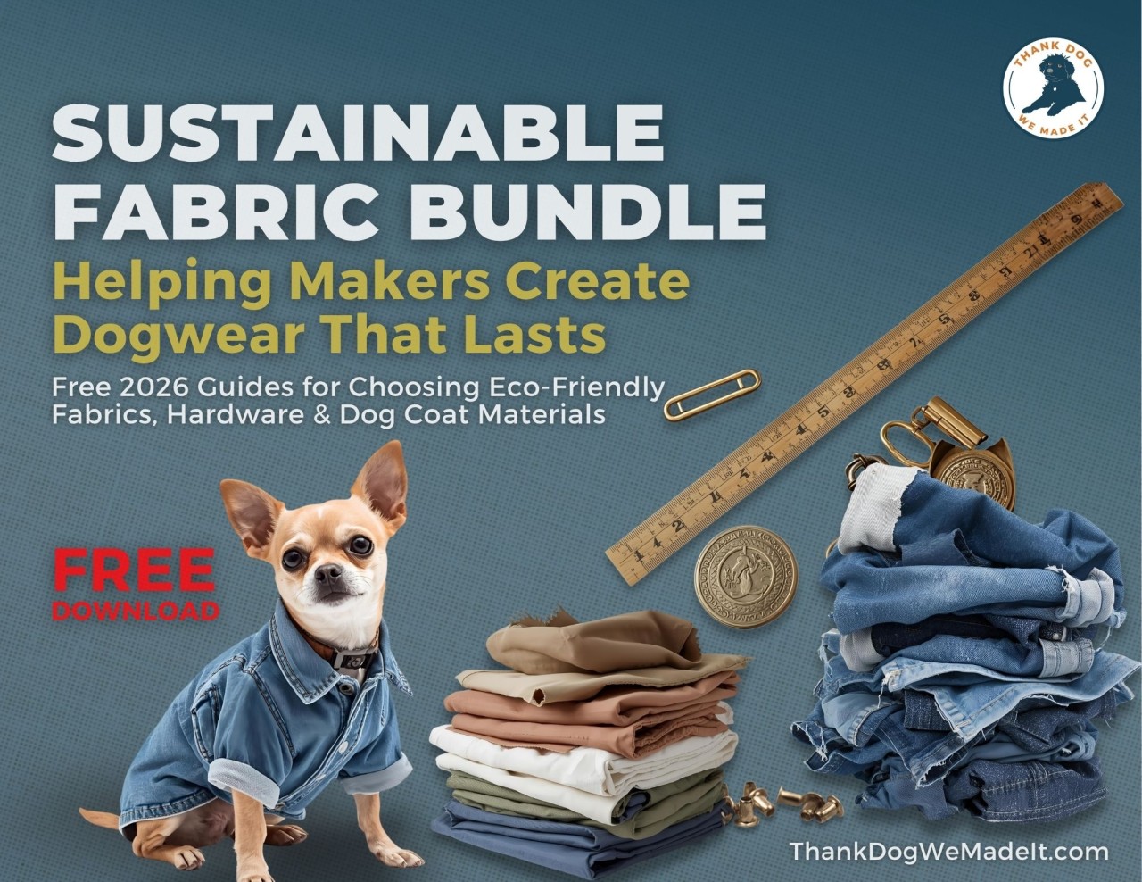 Sustainable Fabric Bundle for Dogwear Makers — Free 2026 Guides to Eco-Friendly Fabrics, Hardware, and Dog Coat Materials.