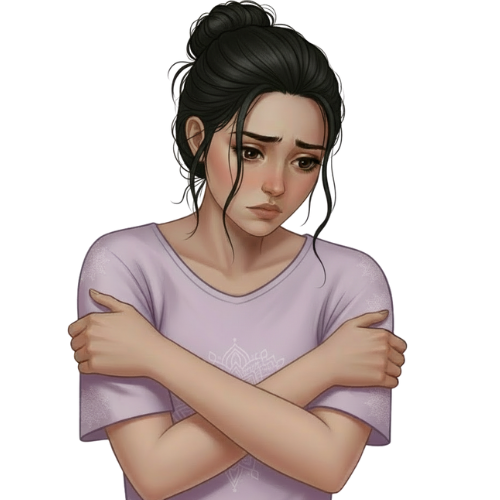 Een verdrietige jonge dame onder een paraplu die een boek leest