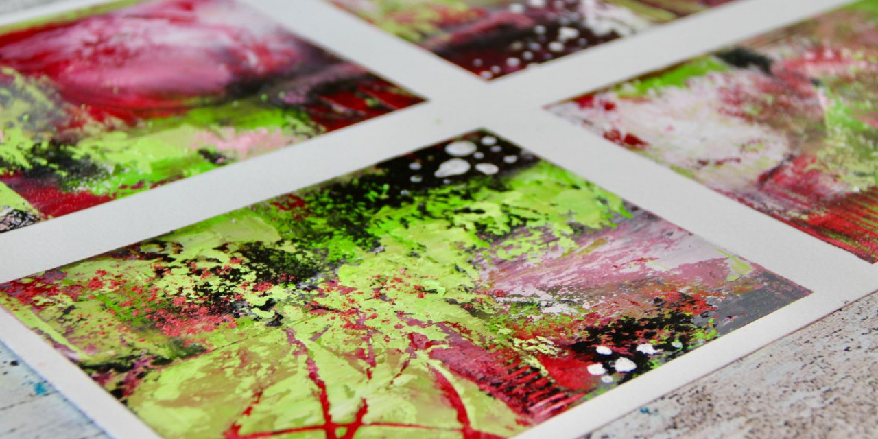 Abstract cold wax and oil paintings