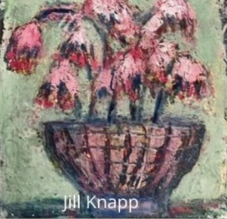 Mini flower painting with textured layered background