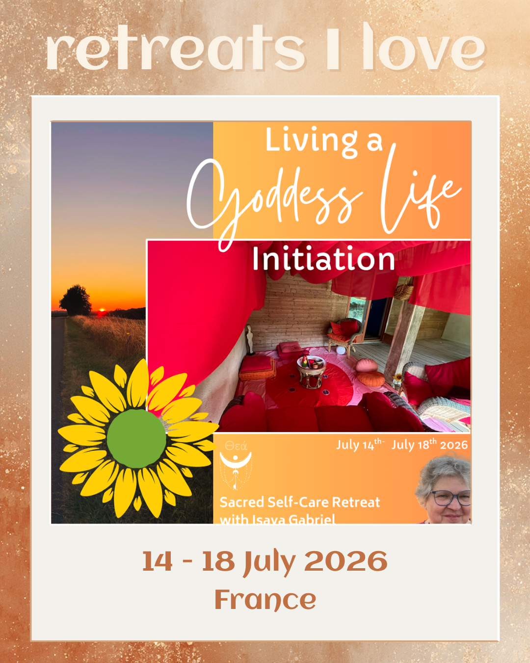 Living a goddess life initiation retreat - retreats I love - glow well compass - July 2026 in France