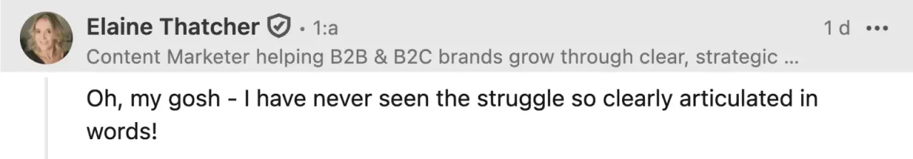 Elaine Thatcher's LinkedIn comment