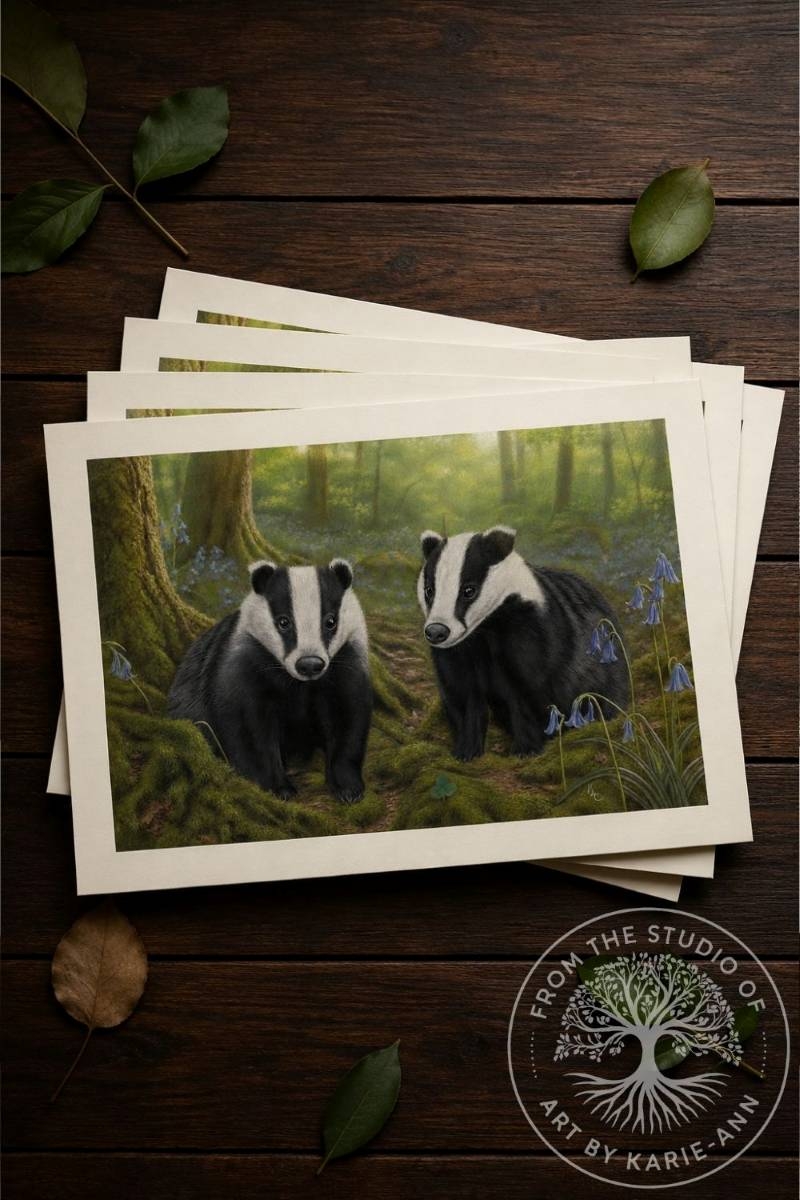 badger wildlife art prints