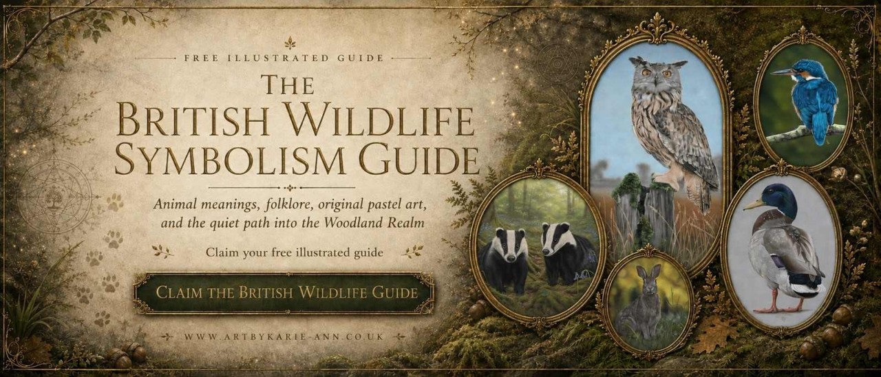 Free illustrated British wildlife symbolism guide with original pastel animal and bird artwork