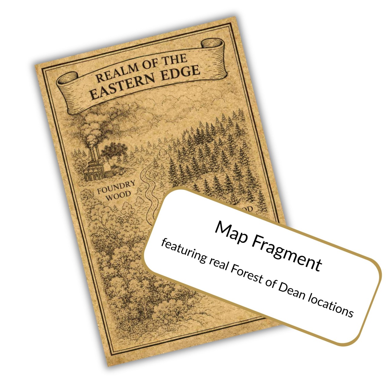 Map fragment showing real Royal Forest of Dean locations from the wildlife art subscription.