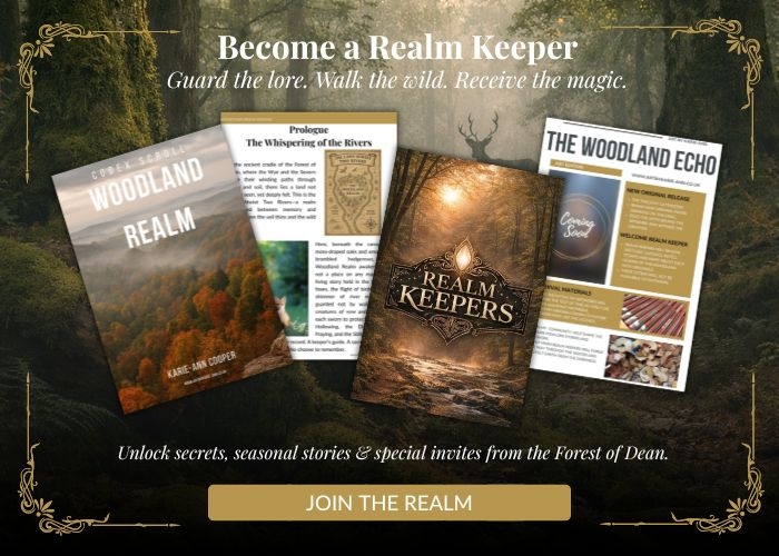 Realm Keeper woodland‑mythic email sign‑up artwork featuring fox illustration, parchment textures and Forest of Dean wildlife themes.