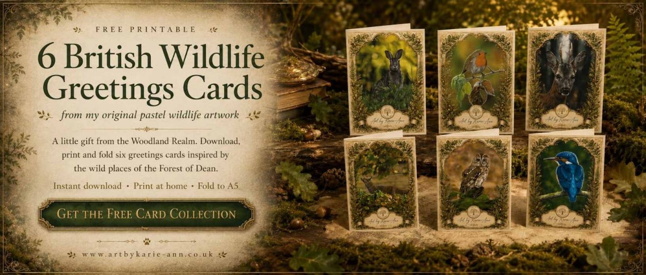 Free printable British wildlife greeting cards by Art by Karie-Ann