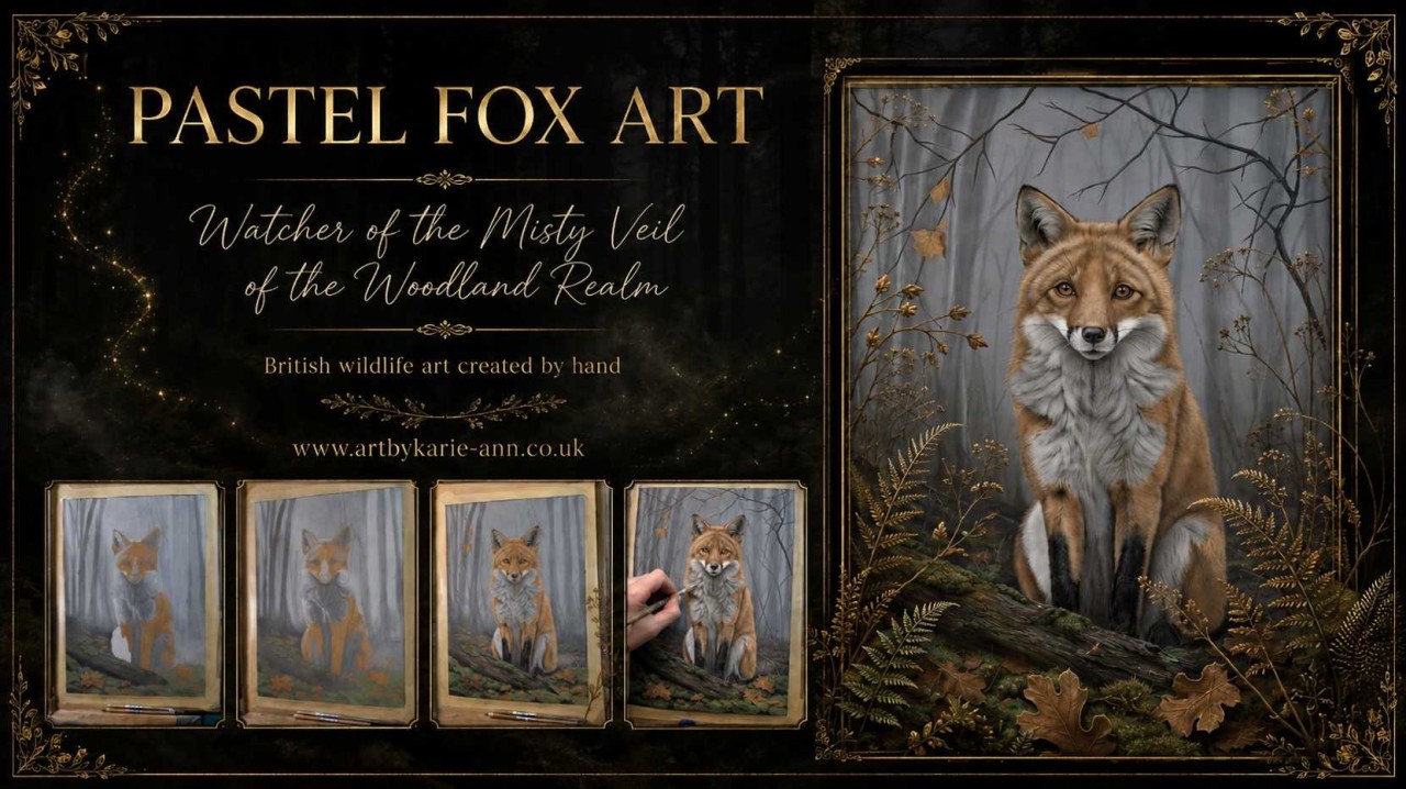 Watcher of the Misty Veil pastel fox artwork
