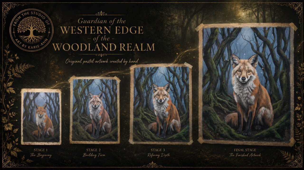 original fox artwork in pastel