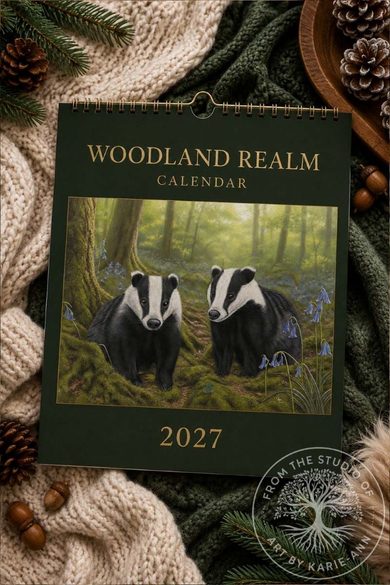 badger wildlife art calendar for licensing