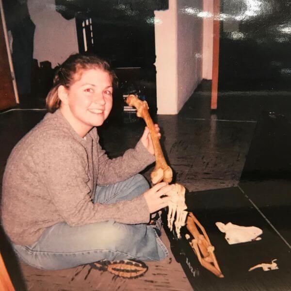 Dr. Triish Corley with anatomy models from Harvard Medical School