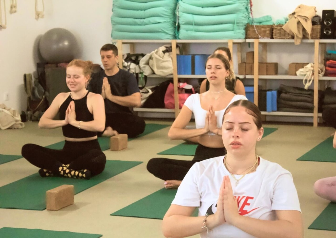 Meditation and Pranayama during Power to Lead 200 Hour Yoga Teacher Training in Lisbon Portugal
