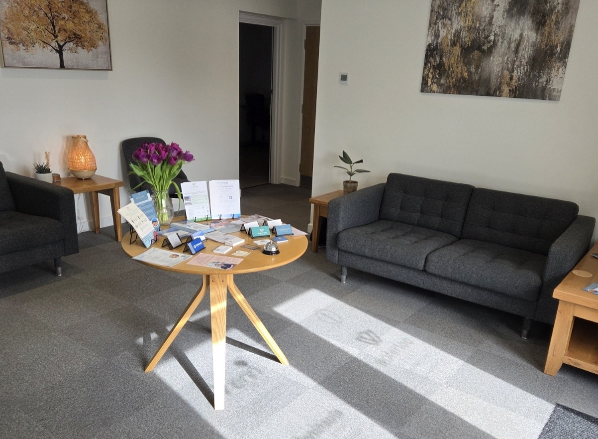 picture showing reception area at Waterloo court where you'll find a warm welcome