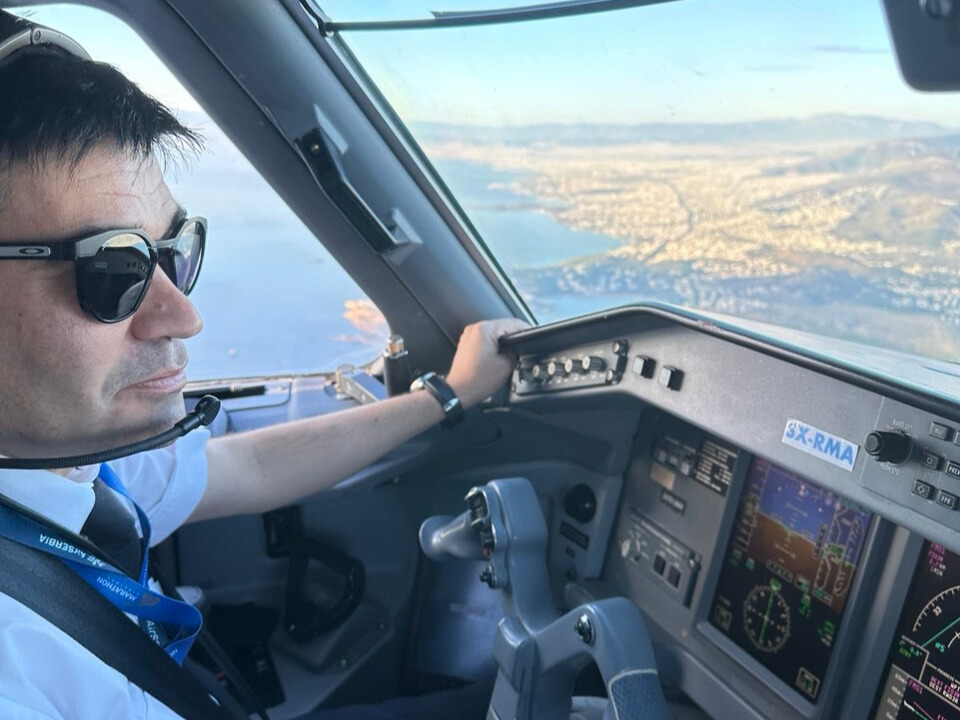 Alim in the cockpit