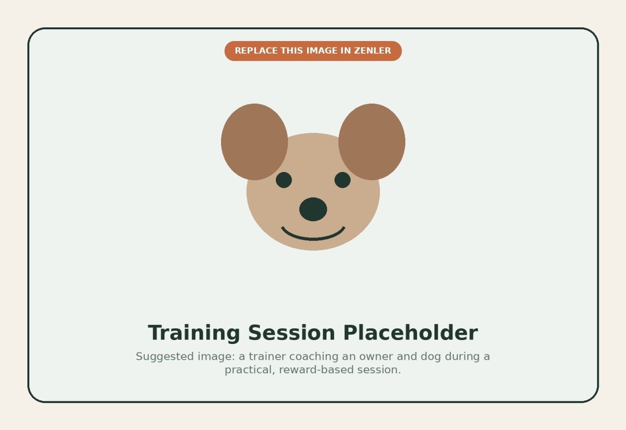 Trainer coaching an owner and dog during a practical session