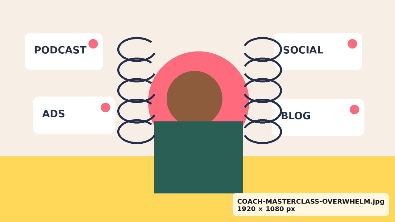 Illustration showing a coach overwhelmed by too many marketing choices