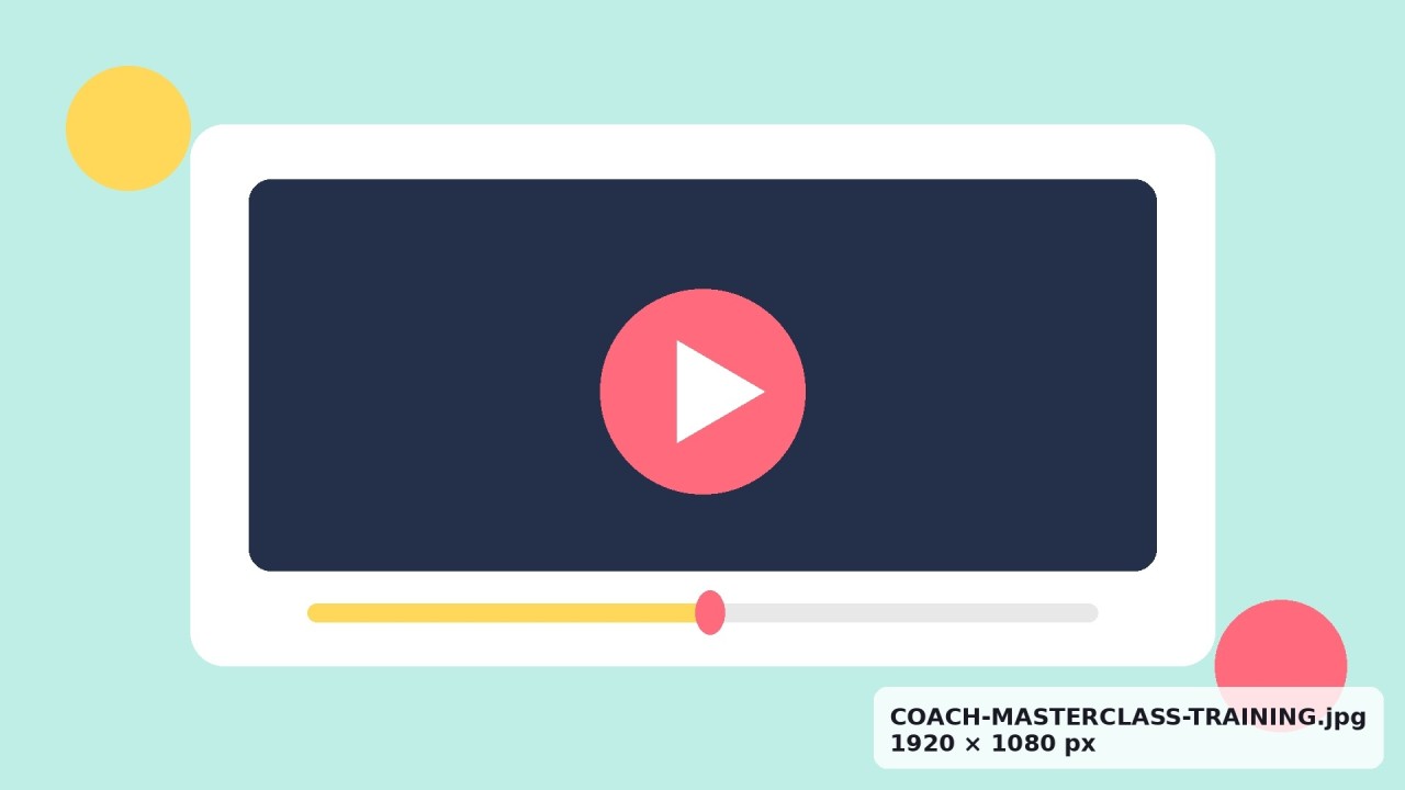 Stylised video player representing the free coach marketing training