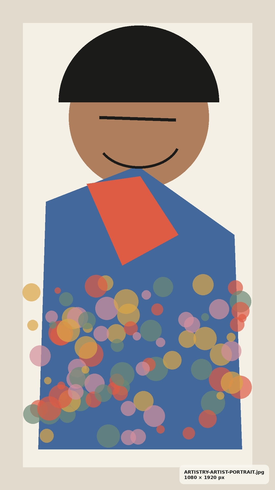 Stylised portrait of the ARTISTRY artist in a blue studio coat