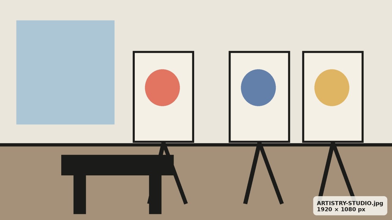 Artist studio with canvases and easels