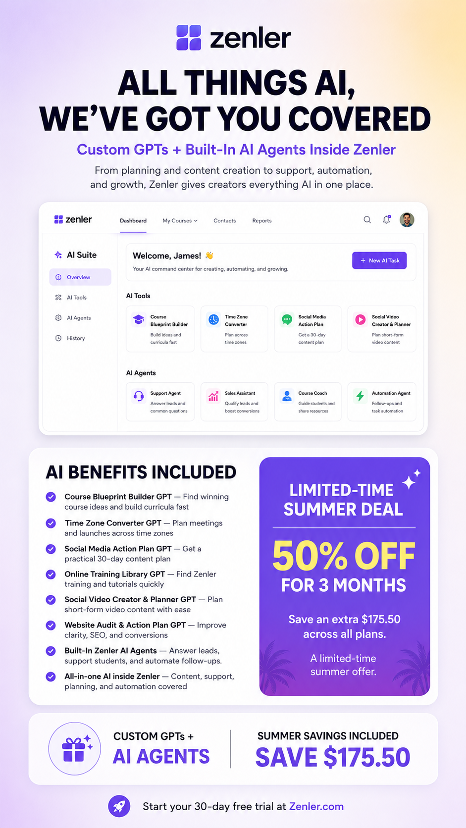 Zenler AI benefits and value stack promotional design