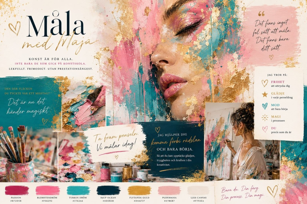 Visuell Brand Board med färger och budskap från FlowBranding