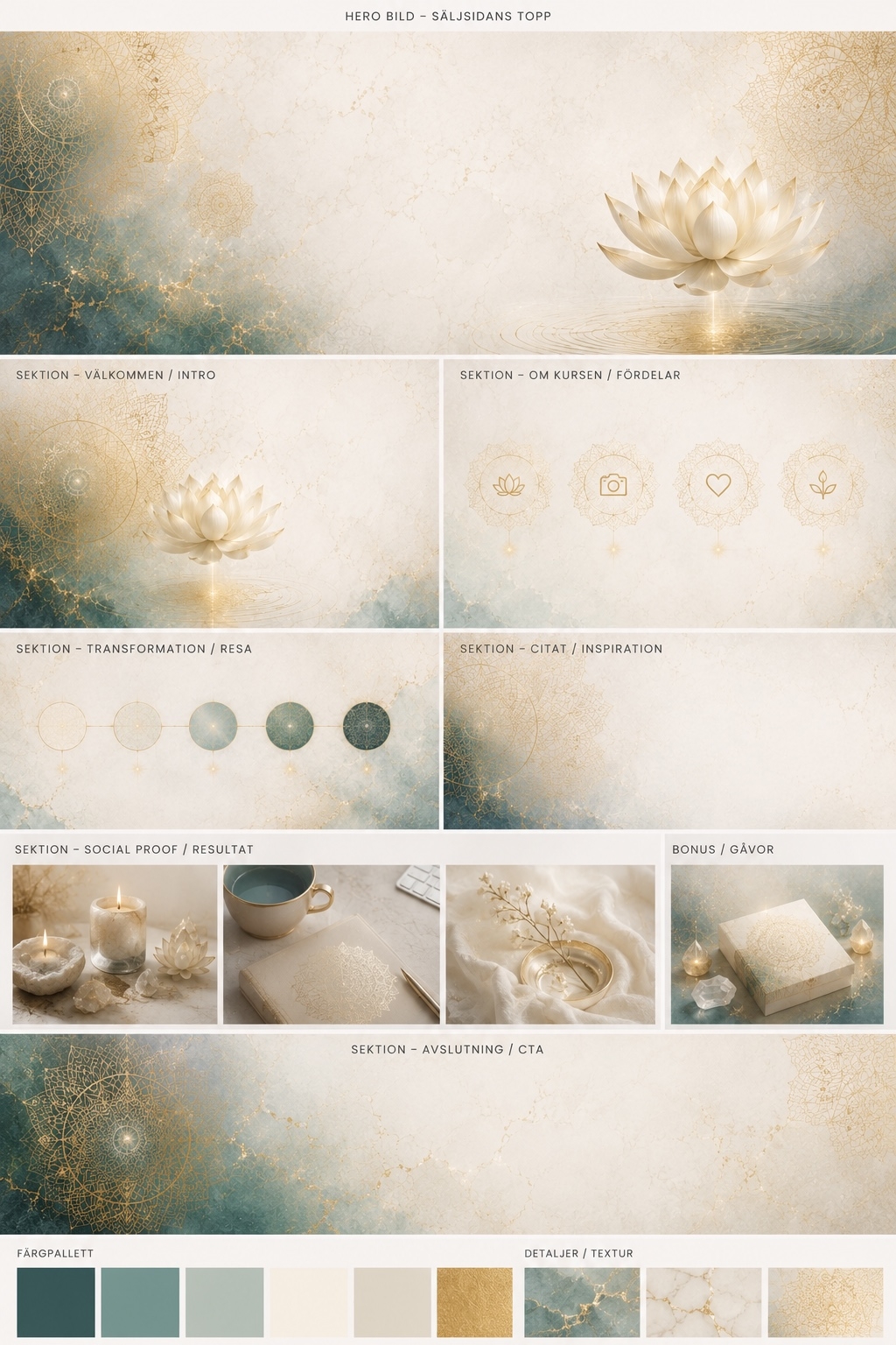 Hemsidedesign med bilder skapade från Brand Board – FlowCreator