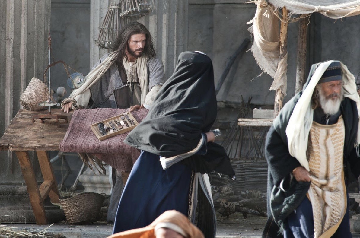 Jesus tossing tables
