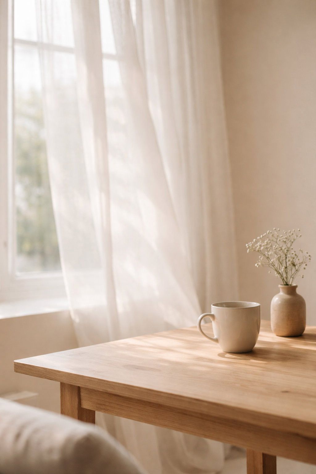 Soft, calming image that evokes ease, light, and space.