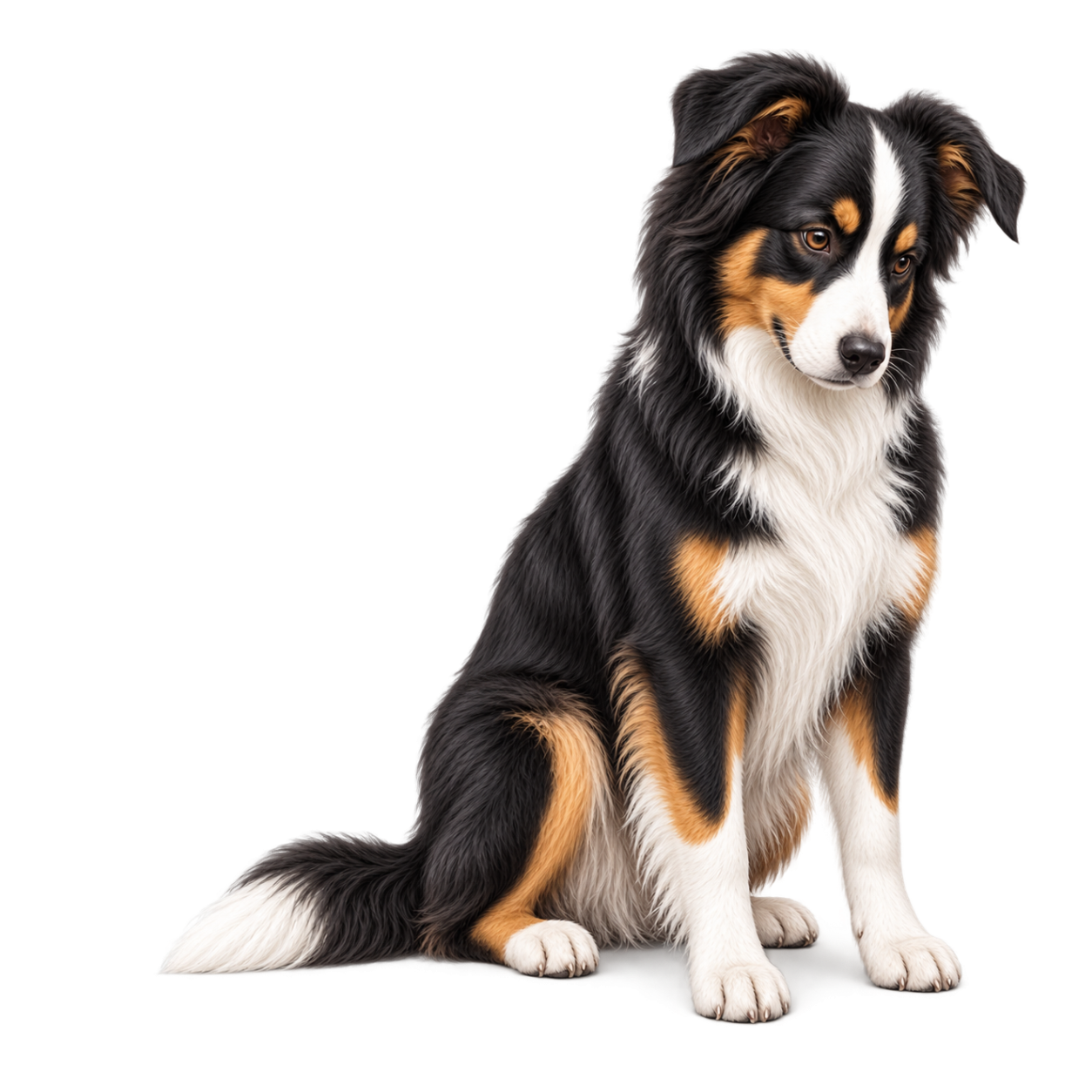 Adult Border Collie sitting calmly and attentively