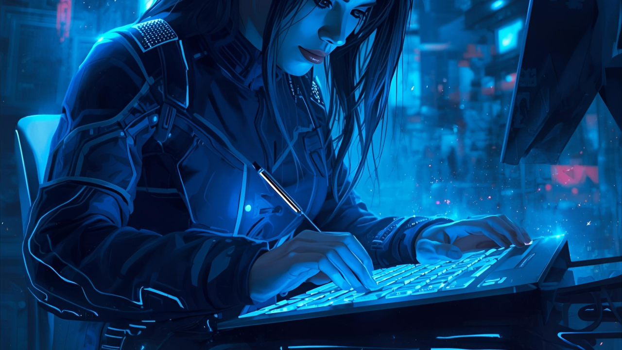 woman writing on a tablet