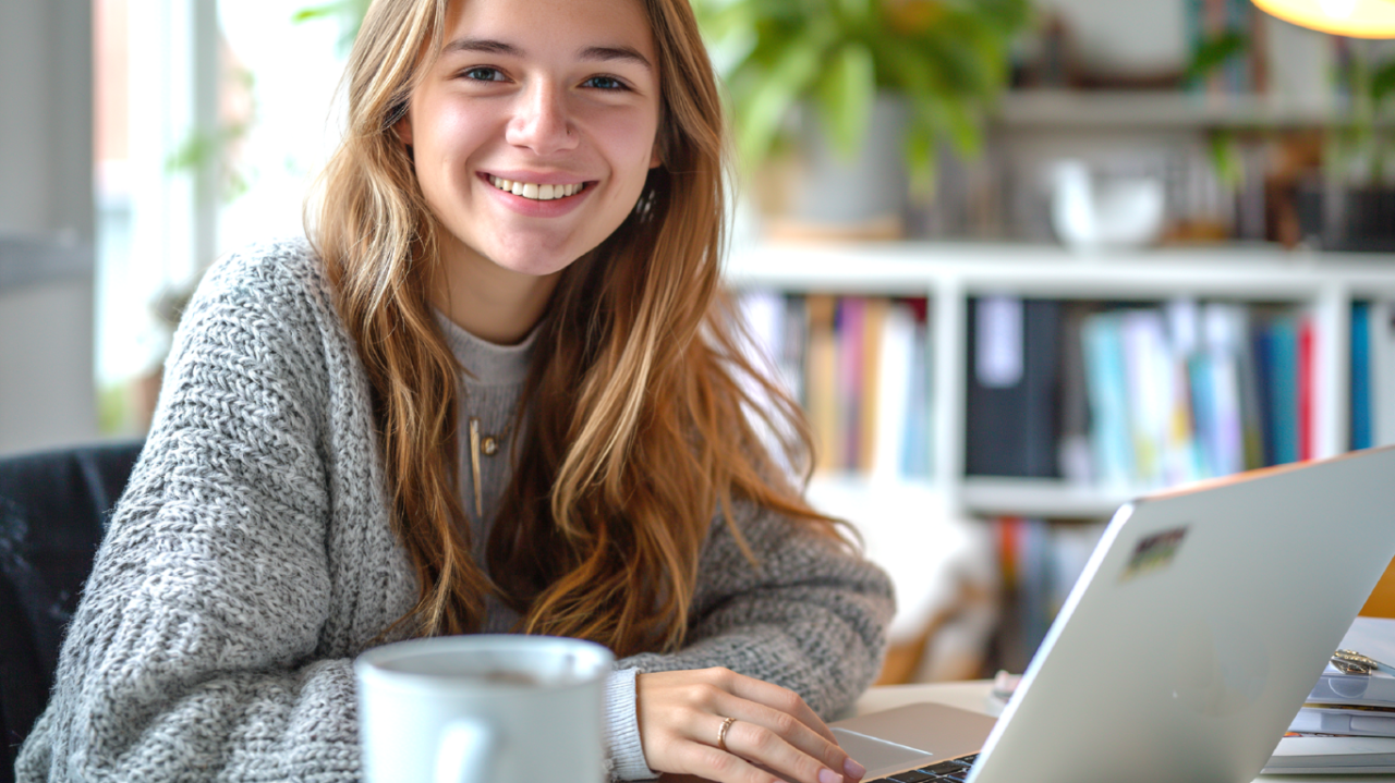 Woman working on laptop