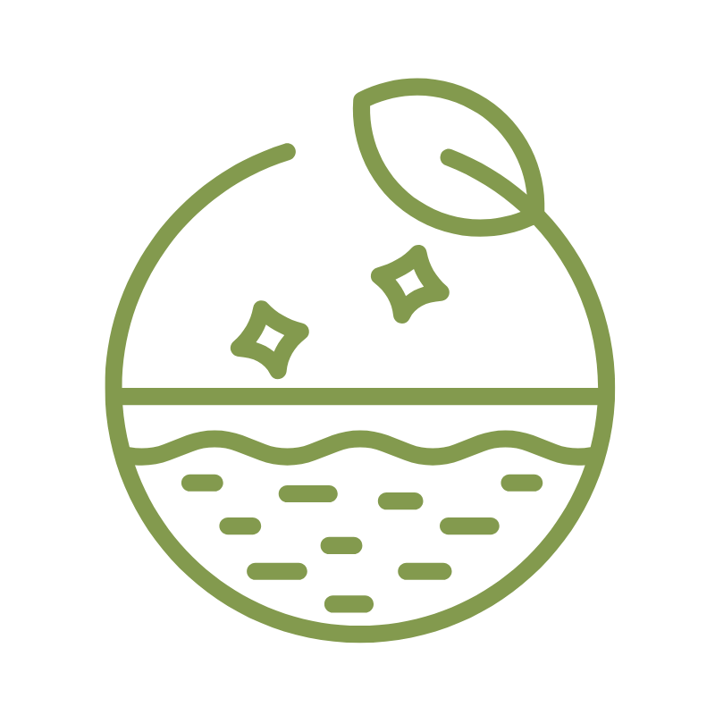 icon of water inside a circle with a leaf