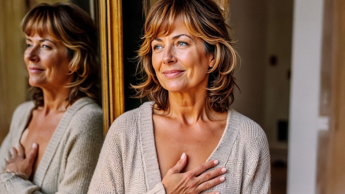 a woman pausing to reflect