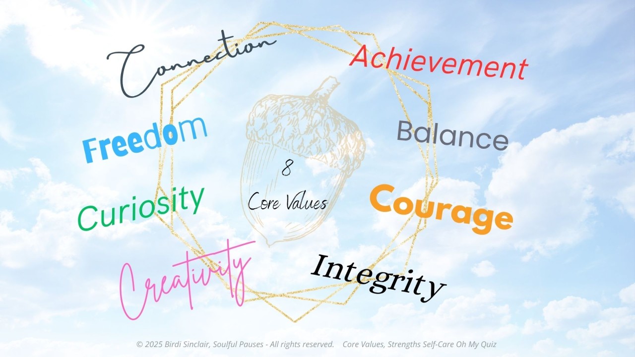 Birdi Sinclair graphic of 8 Core values