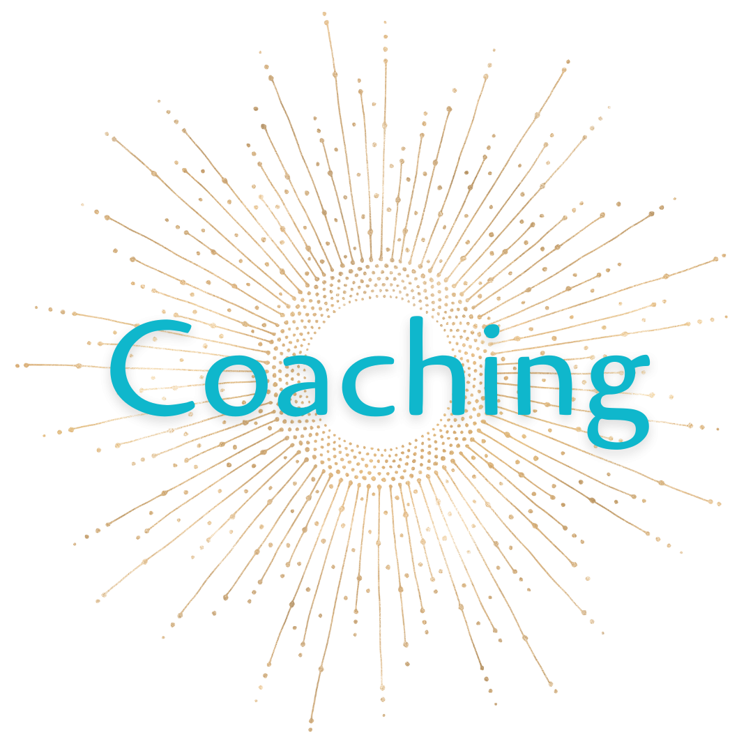 gold rays behind the word 'coaching'