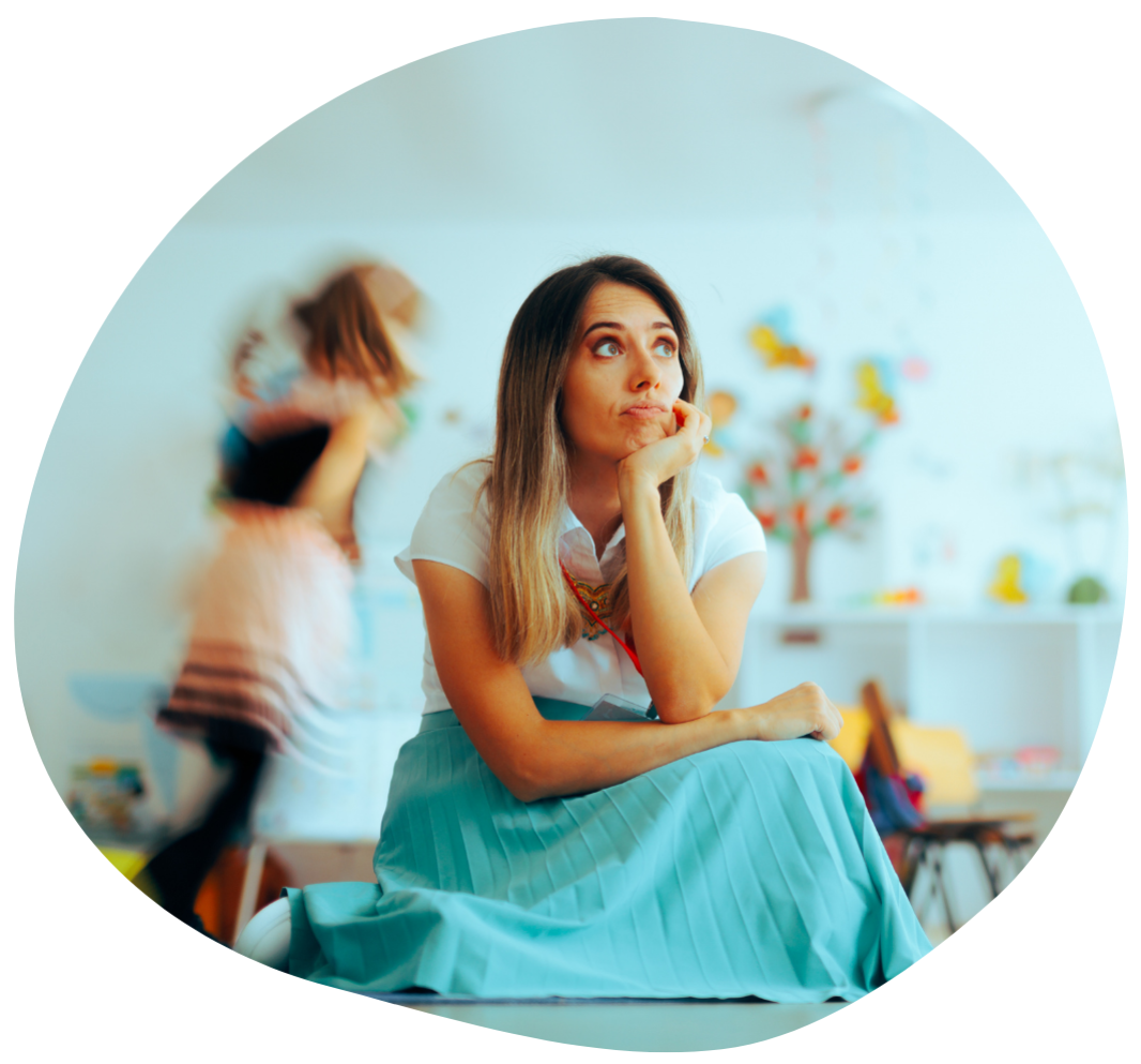 Play therapist thinking looking from afar