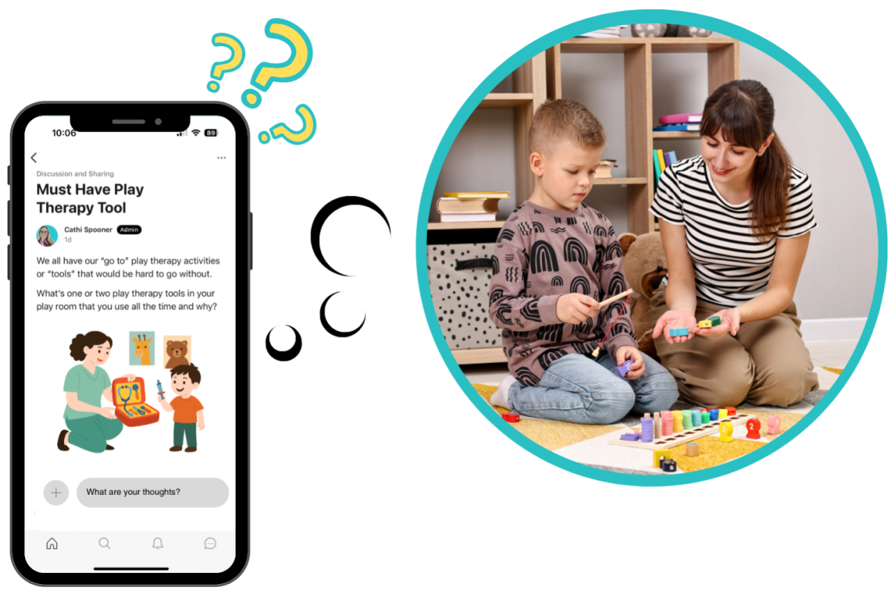 Play therapist with young client in playroom