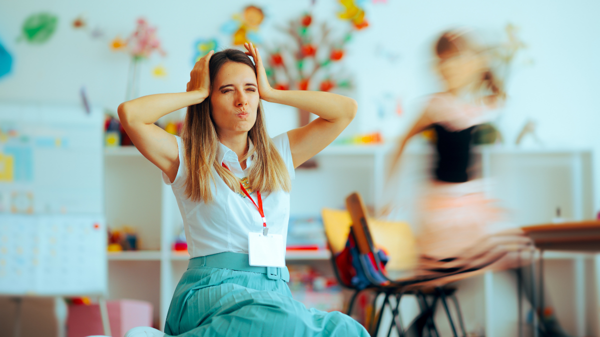 Overwhelmed play therapist feeling burnout 