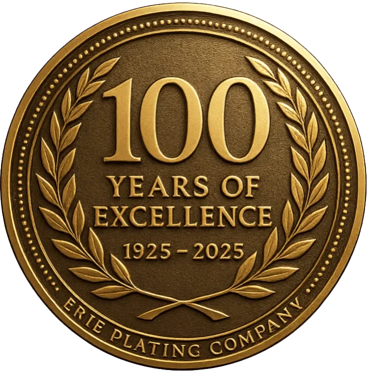 'Erie Plating Company 100 Years of Service emblem'