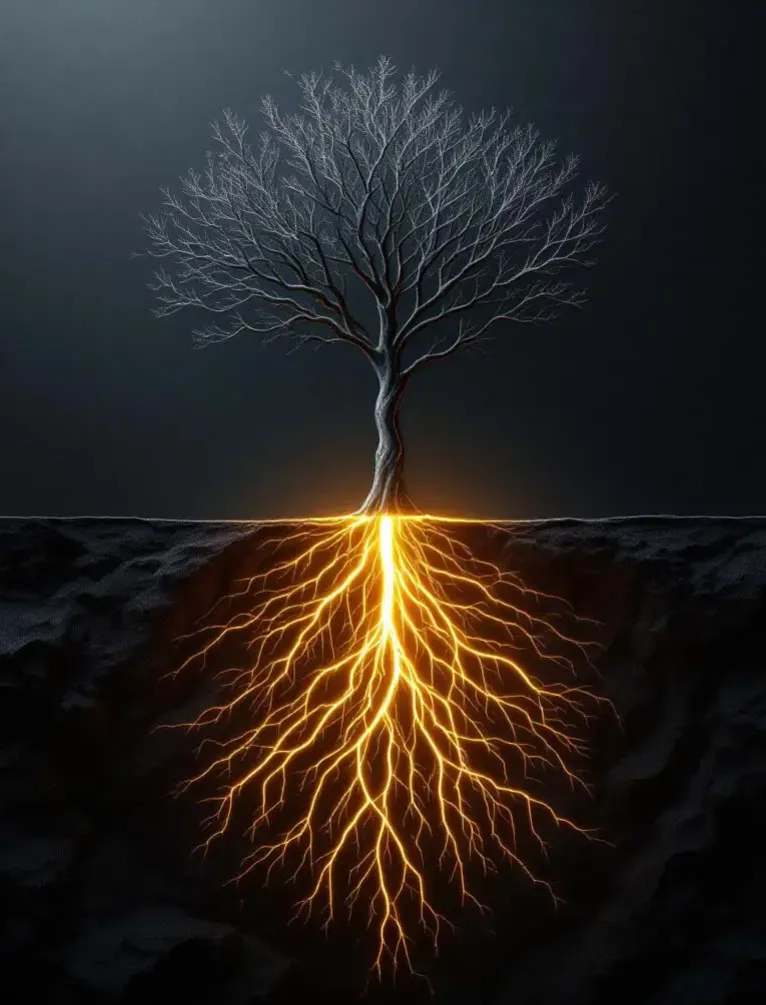 Árbol con raíces profundas